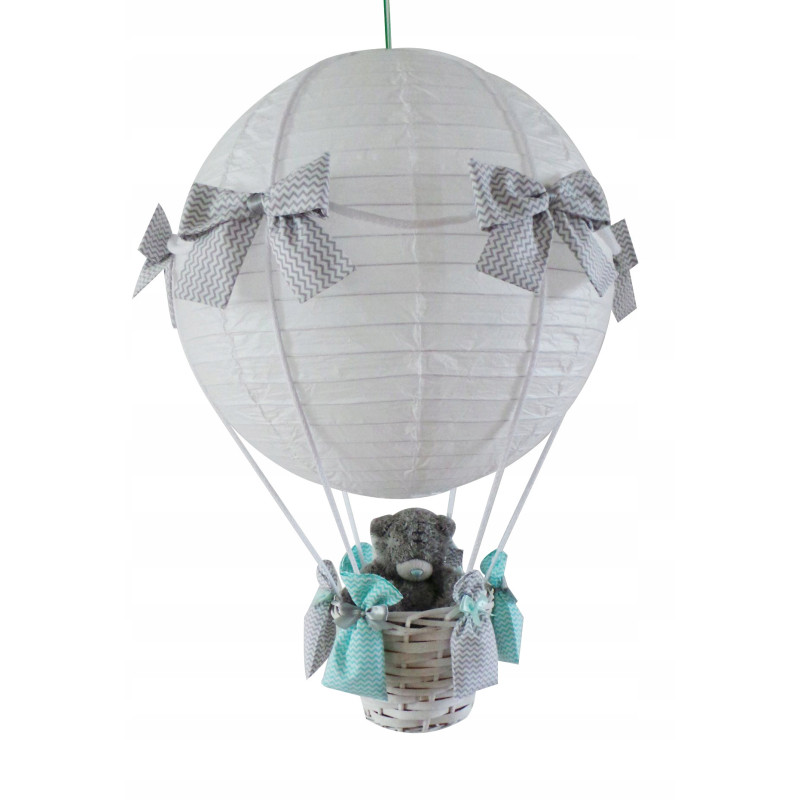 Lampa LATAJĄCY BALON z miś ZYG-ZAK SZARO MIĘTOWY