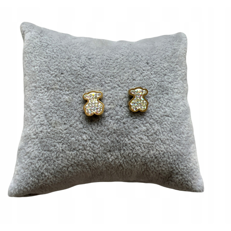 149 Złote kolczyki wkrętki CYRKONIE HOLO stal 316L