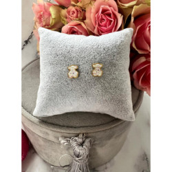 149 Złote kolczyki wkrętki CYRKONIE HOLO stal 316L