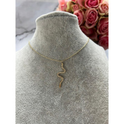 766 Złoty naszyjnik celebrytka Wąż Żmija cyrkonie