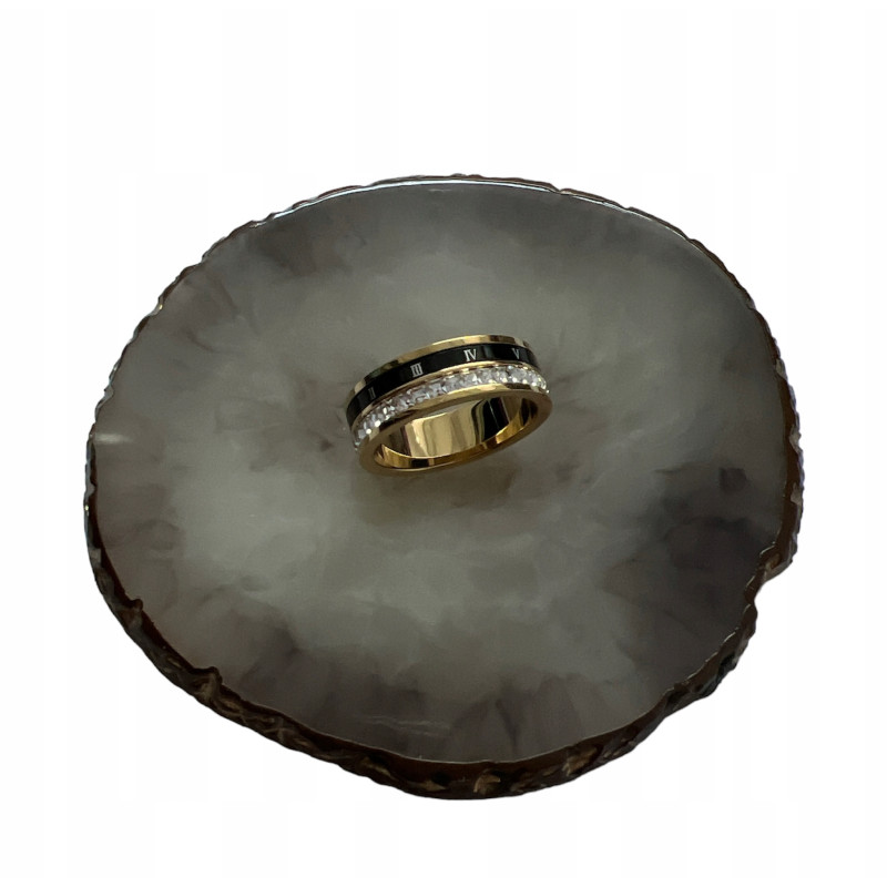 326 Pierścionek obrączka CYRKONIE r 6/16mm stal