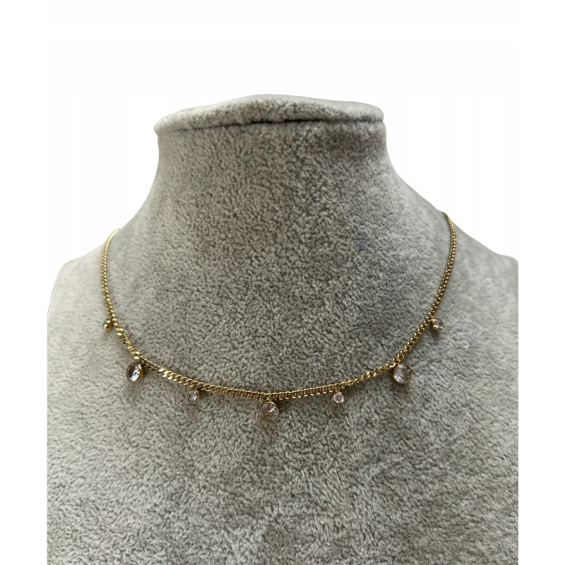 1088 Złoty naszyjnik celebrytka PANCERKA CYRKONIE