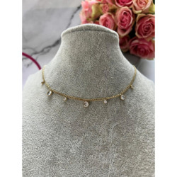 1088 Złoty naszyjnik celebrytka PANCERKA CYRKONIE