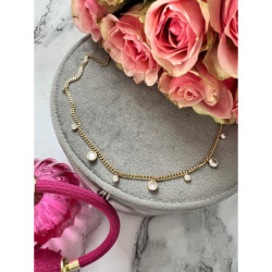 1088 Złoty naszyjnik celebrytka PANCERKA CYRKONIE