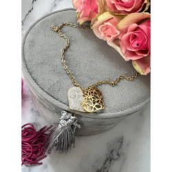 436 Złoty naszyjnik celebrytka SERCE STAL 316L