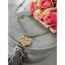 436 Złoty naszyjnik celebrytka SERCE STAL 316L
