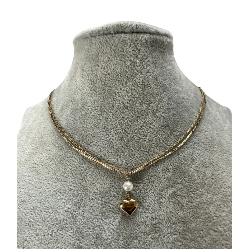 695 Złoty naszyjnik celebrytka SERCE STAL 316L