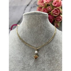695 Złoty naszyjnik celebrytka SERCE STAL 316L