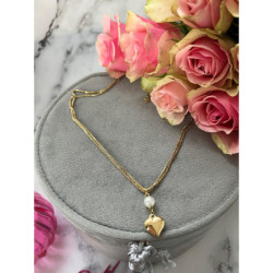 695 Złoty naszyjnik celebrytka SERCE STAL 316L