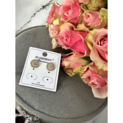 918 Złote kolczyki BLUEBERRY Cyrkonie ZEGAR STAL