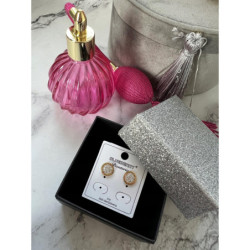 918 Złote kolczyki BLUEBERRY Cyrkonie ZEGAR STAL