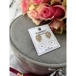 918 Złote kolczyki BLUEBERRY Cyrkonie ZEGAR STAL