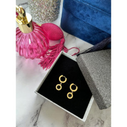 194 Złote kolczyki wiszące ZEGAR STAL 316