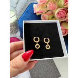 194 Złote kolczyki wiszące ZEGAR STAL 316
