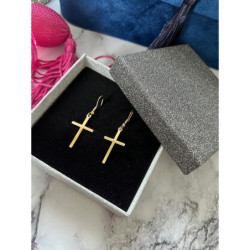 193 Złote kolczyki wiszące KRZYŻ KRZYŻE STAL 316