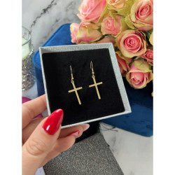 193 Złote kolczyki wiszące KRZYŻ KRZYŻE STAL 316