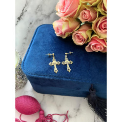 406 Złote kolczyki wiszące KRZYŻ KRZYŻE STAL 316