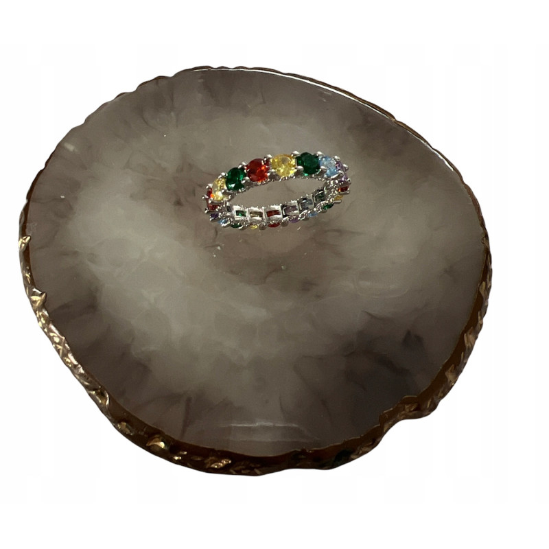 1144 Pierścionek obrączka roz 8/18 kamienie HIT