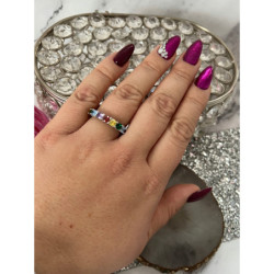 1144 Pierścionek obrączka roz 7/17 kamienie HIT