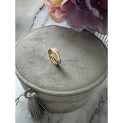 1299 Pierścionek obrączka CYRKONIE r 9/19mm stal