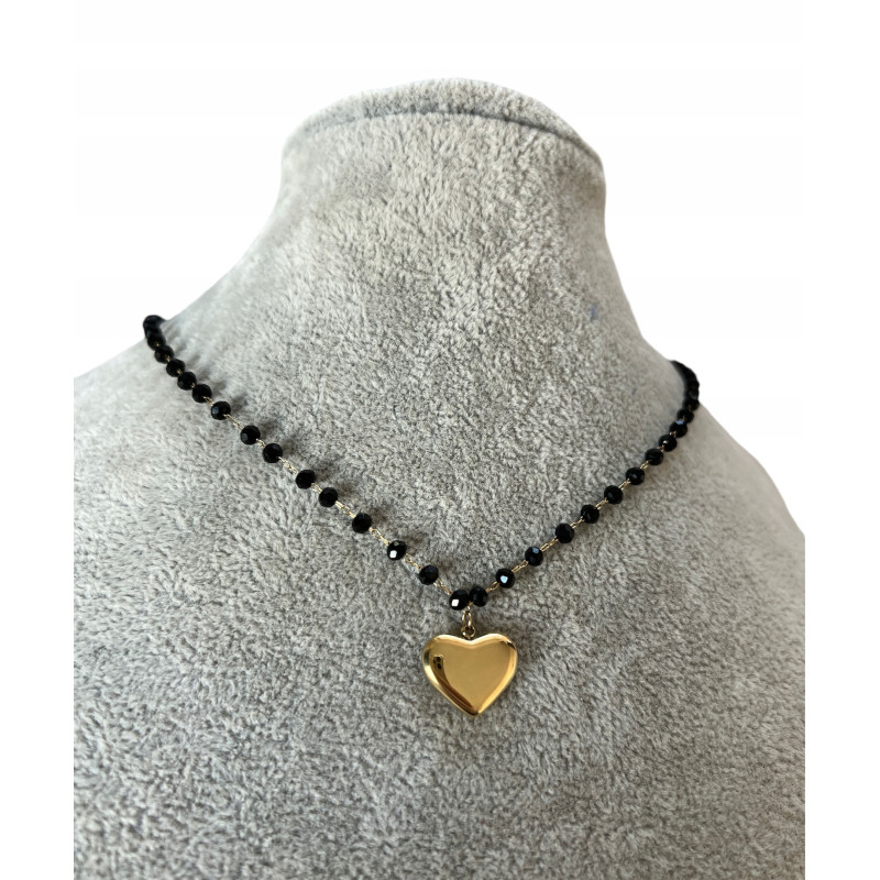 600 Naszyjnik różaniec koraliki SERCE STAL 316L