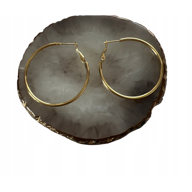 104 Złote kolczyki koła 4cm STAL 316