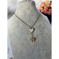 775 Złota celebrytka łańcuszek PANCERKA SERCE stal