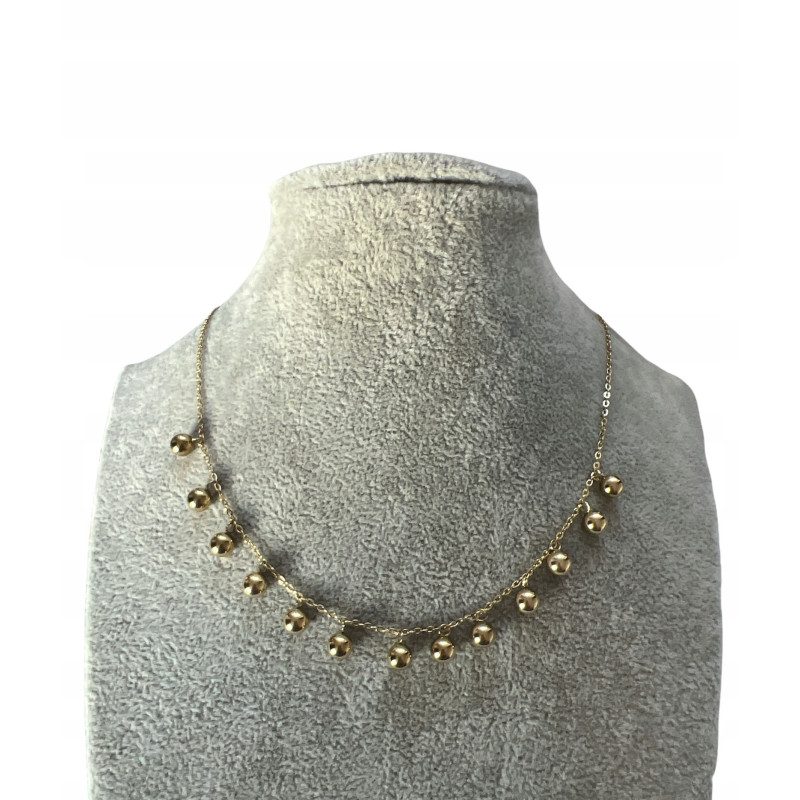 839 Złota celebrytka łańcuszek KULKI stal 316L
