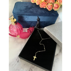 1051 Złota celebrytka krawatka KRZYŻ KRZYŻYK stal