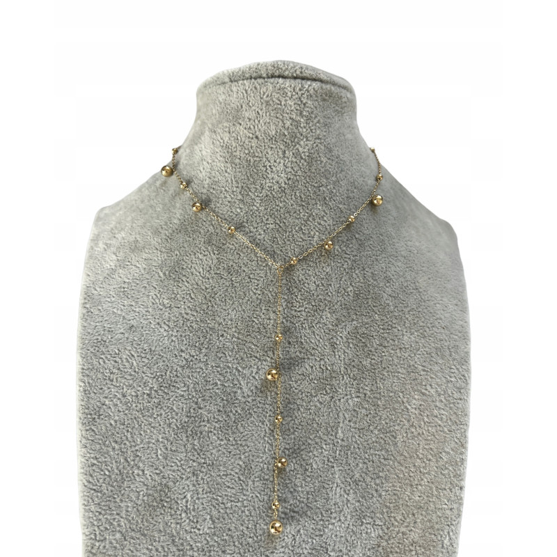 264 Złota celebrytka krawatka KULKI KULECZKI stal