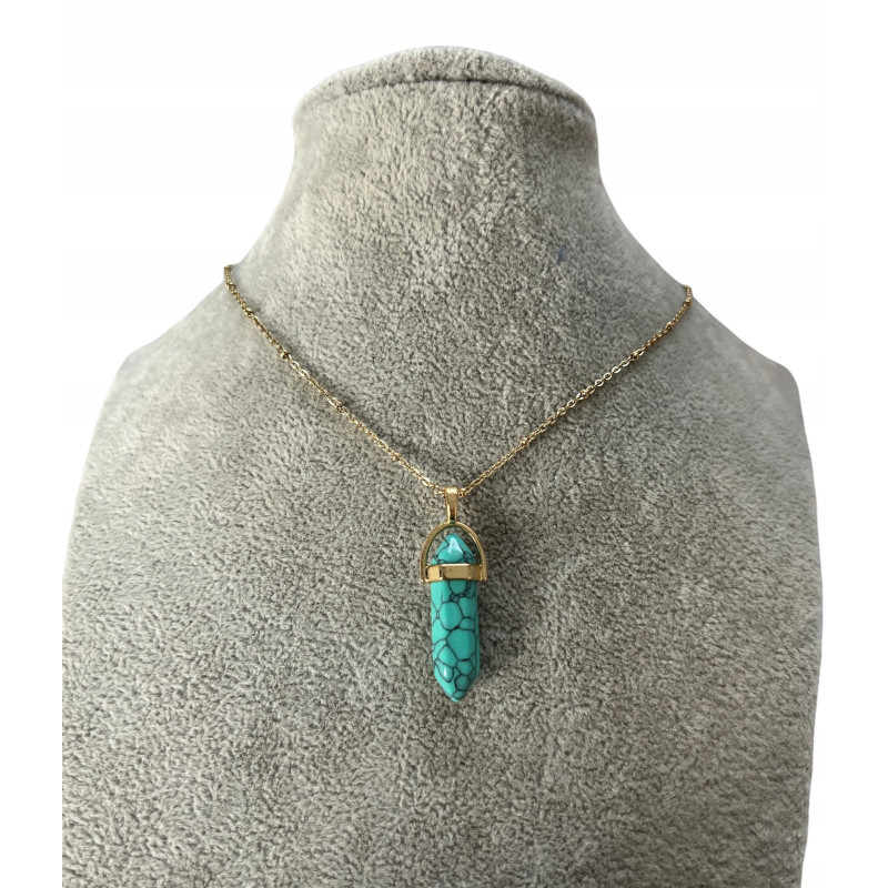 340 NASZYJNIK WISIOREK KAMIEŃ AMULET TALIZMAN stal