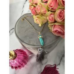 340 NASZYJNIK WISIOREK KAMIEŃ AMULET TALIZMAN stal