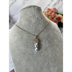 933 NASZYJNIK WISIOREK KAMIEŃ AMULET TALIZMAN stal