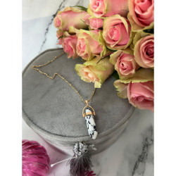 933 NASZYJNIK WISIOREK KAMIEŃ AMULET TALIZMAN stal