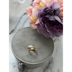 1299 Pierścionek obrączka CYRKONIE r 7/17mm stal