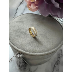 1299 Pierścionek obrączka CYRKONIE r 7/17mm stal