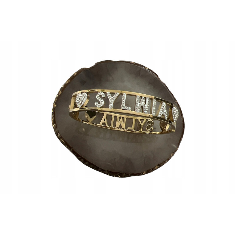Sztywna bransoletka z imieniem SYLWIA CYRKONIE