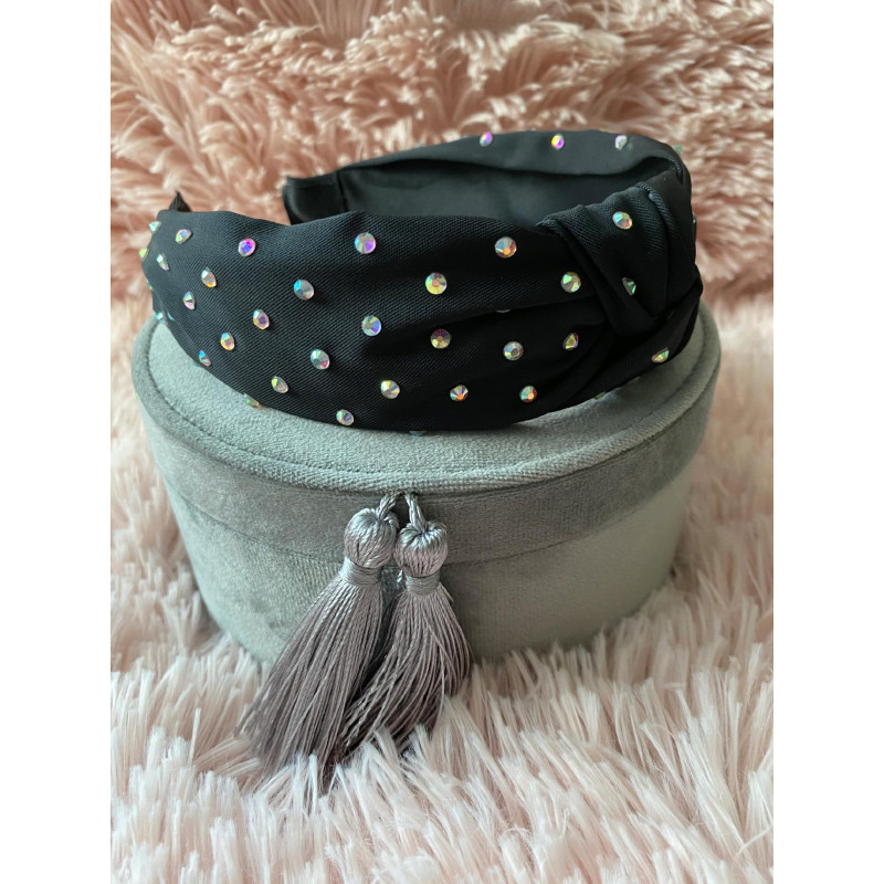 Opaska do włosów Czarna HOLO CYRKONIE Hit