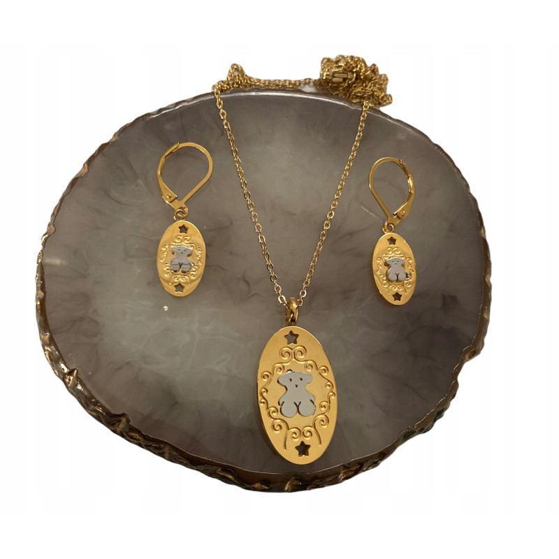 401 Złote kolczyki i łańcuszek NA PREZENT STAL 316