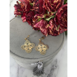 910 Złote kolczyki wiszące AŻUROWE STAL 316L