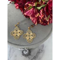 910 Złote kolczyki wiszące AŻUROWE STAL 316L