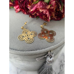 910 Złote kolczyki wiszące AŻUROWE STAL 316L