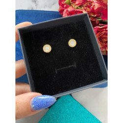 290 Złote kolczyki wkrętki MASA PERŁOWA ZEGAR STAL