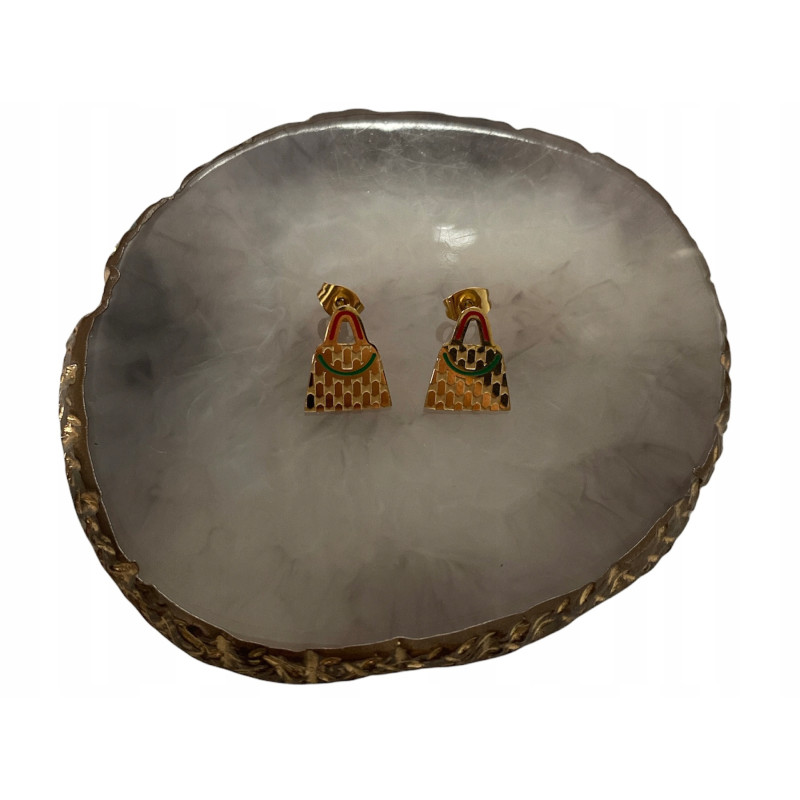 469 Złote kolczyki wkrętki TOREBKA STAL 316L