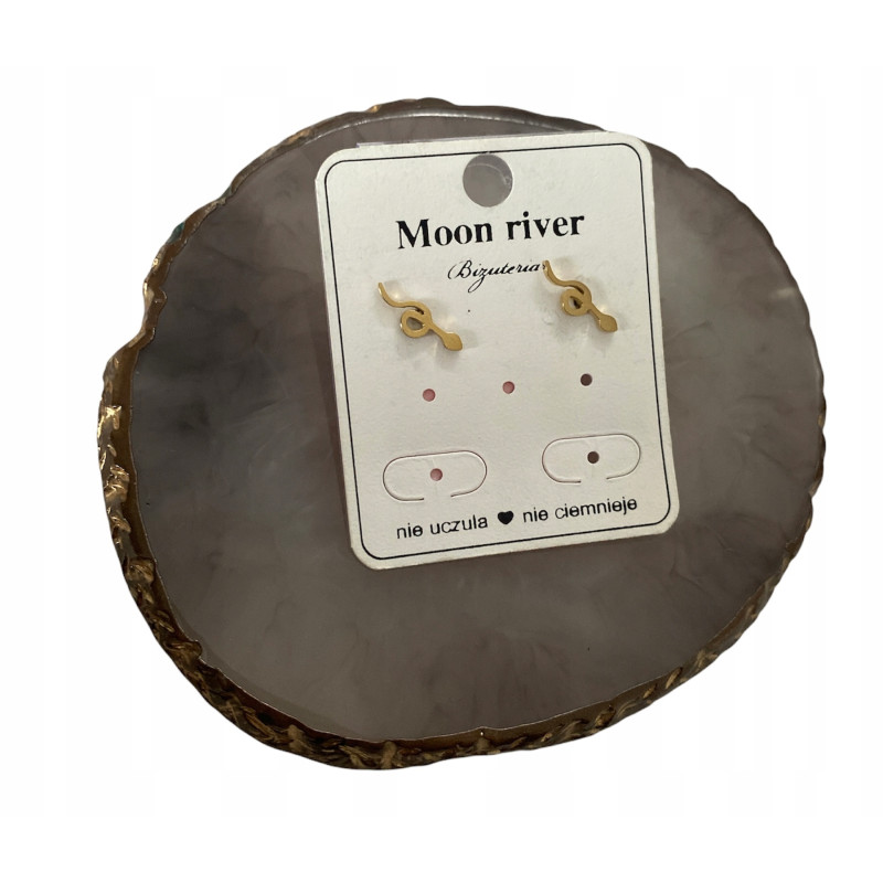 377 Złote kolczyki MOON RIVER Wąż Żmija STAL 316L