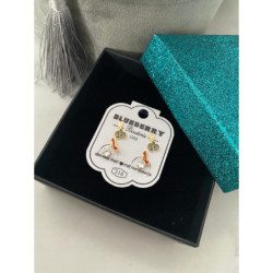 992 Złote kolczyki BLUEBERRY 3 PARY NOŻYCZKI STAL