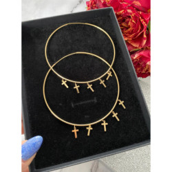 855 Złote kolczyki koła 8cm KRZYŻ KRZYŻE STAL 316