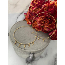 855 Złote kolczyki koła 8cm KRZYŻ KRZYŻE STAL 316