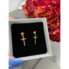 1037 Złote kolczyki cyrkonie KRZYŻ KRZYŻE STAL 316