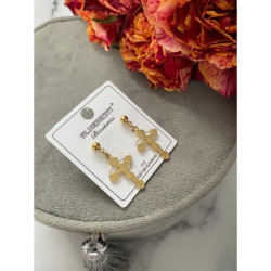 935 Złote kolczyki BLUEBERRY KRZYŻ KRZYŻE STAL 316